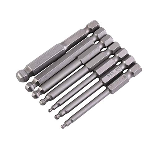 7 Stück Magnetische Stahl Kugelschraubendreher-Bits Set Kugelkopf Sechskant Kopf Hex 2mm 2.5mm 3mm 4mm 5mm 6mm 8mm Schraubendreher Bar Bits Länge 65mm von Yardwe