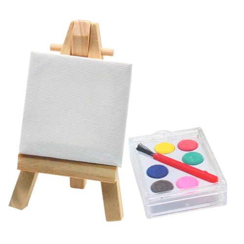 Yardwe 1 Satz Mikro-Landschaftsgalerie-Dekoration klein Mini Staffelei Ornament Painting Set for Drawing Set for Miniatur-Staffelei aus Holz Miniaturmöbelmodell von Yardwe