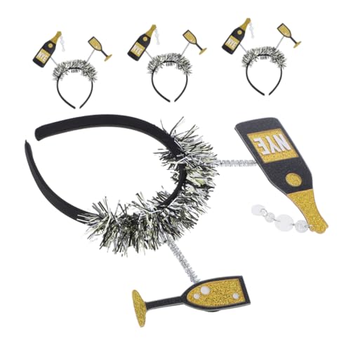 Yardwe 4 Stück Weinflaschen-Stirnband Zubehör Stirnband Make-up-Kopfbedeckungen partyzubehör silvester dekoration Haarschmuck für Silvester Frohes neues Jahr Dekorationen Eisendraht Black von Yardwe