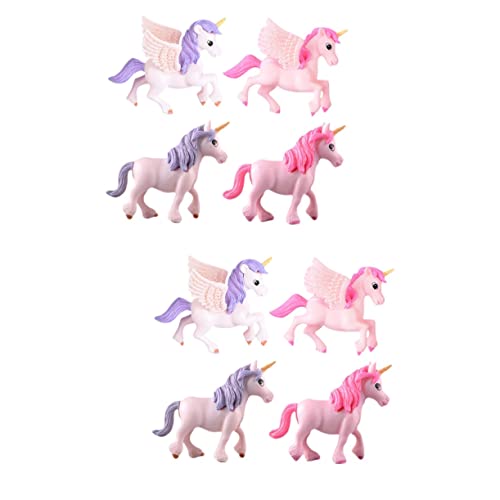 Yardwe 8 STK Pegasus-Einhorn Mini-Figuren Einhorn Tortenaufleger Gartenmodell Kleines Einhorn Kuchen Topper Partei Flügel Miniaturstatue Mikro-landschaftsstatue Blumentopf Tier PVC von Yardwe