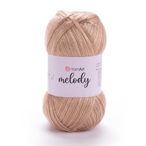 1 Knäuel YarnArt Melodie, Chainette Garn, glänzendes metallisches Glanzgarn zum Stricken, Häkeln, Sticken, 100 g, 230 m, 70% Polyamid, 21% Acryl, 9% Wolle, Pinkish Orange - 882 von Yarn Art