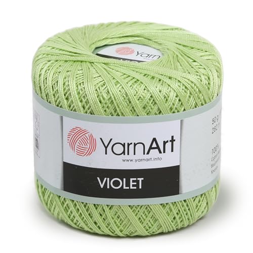 Yarn Art, 1 Knäuel, YarnArt Violett, 100 merzerisierte Baumwollgarne, Häkelspitze, Handstrickgarn, Stickerei, Kunst, Handwerk (Grün 5352) von Yarn Art