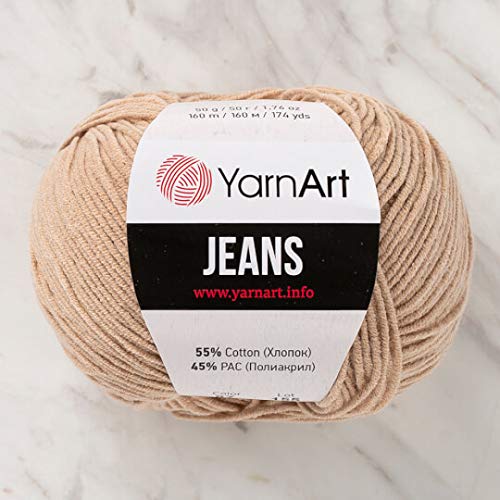 5 Knäuel (Knäuel) YarnArt Jeans Garn, 55% Baumwolle 45% Polyacryl, 50 g (1,76 oz), 160 m (174 yds), Garngewicht 2: Fine-Sport, Beige - 87 von Yarn Art