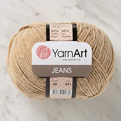 5 Knäuel (Knäuel) YarnArt Jeans Garn, 55% Baumwolle 45% Polyacryl, 50 g (1,76 oz), 160 m (174 yds), Garngewicht 2: Fine-Sport, beige - 48 von Yarn Art