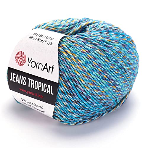 55 % Baumwolle, 45 % Pac YarnArt Jeans Tropical Multicolor Sport Garn 1 Knäuel 50 g 174 Yds (614) von Yarn Art