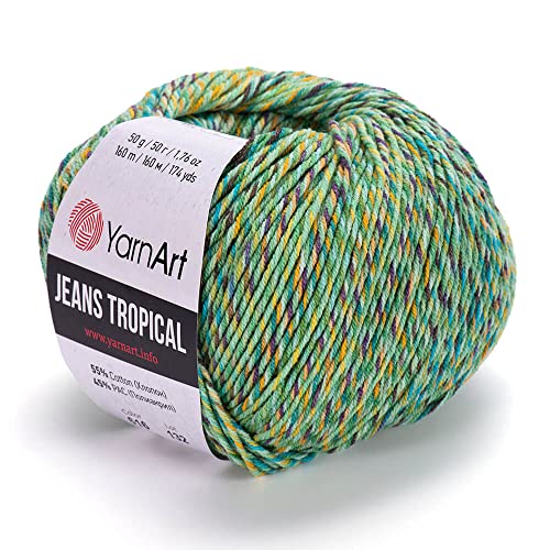 55 % Baumwolle, 45 % Pac YarnArt Jeans Tropical Multicolor Sport Garn 1 Knäuel 50 g 174 Yds (616) von Yarn Art