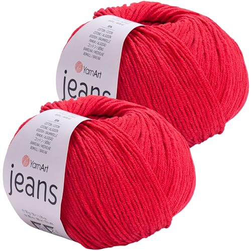 Amigurumi Baumwollgarn, YarnArt Jeans-Garn, 55 % Baumwolle, 45 % Acryl, 2 Knäuel, 100 g, 300 m, Strickgarn, Acryl-Baumwolle, 2 Sport-Garne (90) von Yarn Art