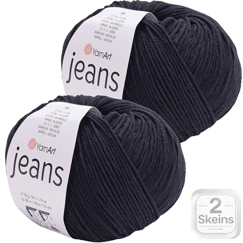 Amigurumi Baumwollgarn, YarnArt Jeans-Garn, 55 % Baumwolle, 45 % Acryl, 2 Knäuel, 100 g, 300 m, Strickgarn aus Acryl-Baumwolle, 2 Sport-Garn (53) von Yarn Art