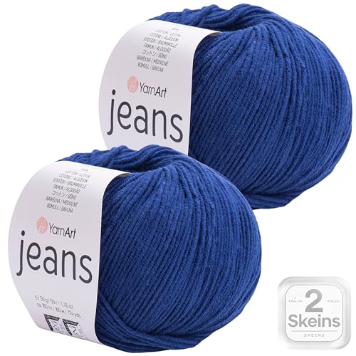 Amigurumi Baumwollgarn, YarnArt Jeans-Garn, 55 % Baumwolle, 45 % Acryl, 2 Knäuel, 100 g, 300 m, Strickgarn aus Acryl-Baumwolle, 2 Sport-Garne (54) von Yarn Art