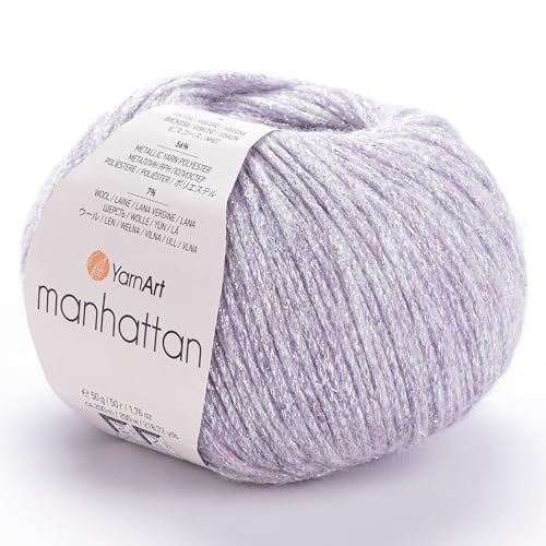 YARNART Manhattan Glitzer-Strickgarn, Glitzer-Garn, glänzendes Metallic-Garn, Wollgarn, Acrylgarn, Fantasy-Garn, 49,9 g, 218,72 Yds (910) von Yarn Art