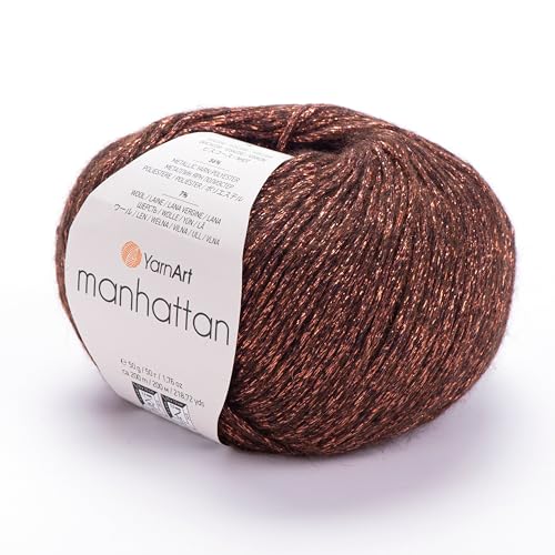 YARNART Manhattan - Glitzerndes Strickgarn, Glitzergarn, glänzendes Metallic-Garn, Wollgarn, Acrylgarn, Fantasygarn, 50 g, 218,72 Yds (912) von Yarn Art