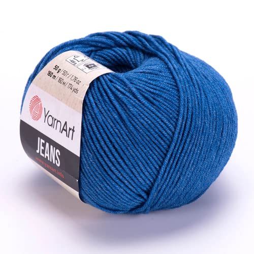 Yarn Art, 3 Knäuel (Knäuel) YarnArt Jeans-Garn, 55 % Baumwolle, 45 % Polyacryl, insgesamt 50 g, 160 m, Garngewicht 2: Fine-Sport (Blau - 17, 3er-Pack) von Yarn Art