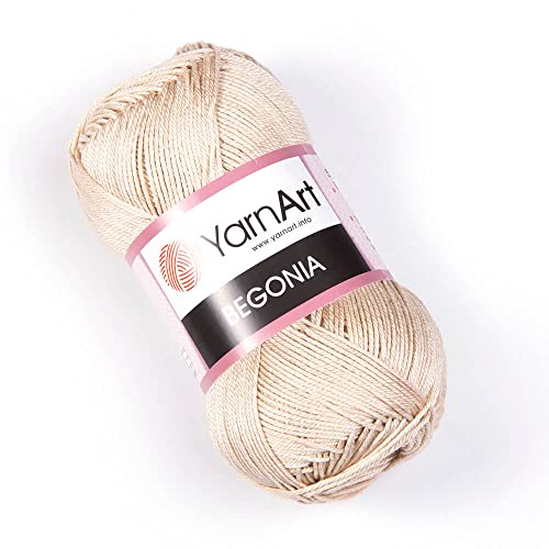 Yarn Art Begonia-Garn, 100 % Baumwolle, reine Premium-weiche Baumwollgarn, zum Stricken von Häkeln und Amigurumi, verschiedene Pastell- und glänzende Farben, Garn, 50 g, 169 m (4660) von Yarn Art