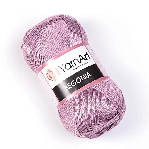 Yarn Art Begonia-Garn, 100 % Baumwolle, reines, weiches Baumwollgarn, zum Stricken, Häkeln und Amigurumi, verschiedene Pastell- und glänzende Farben, Garn, 50 g, 169 m (4931) von Yarn Art