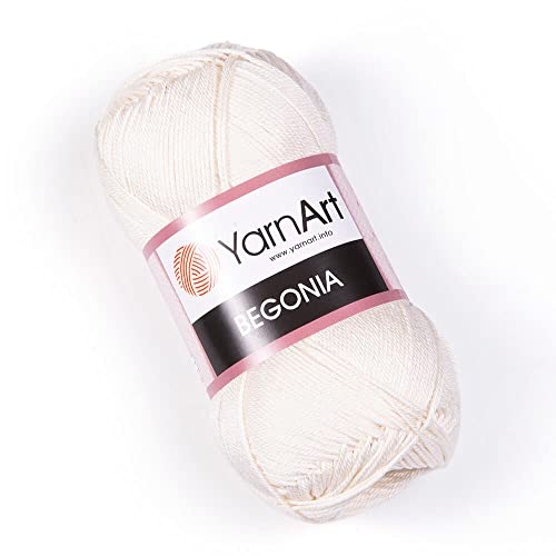 Yarn Art Begonia-Garn, 100 % Baumwolle, reines, weiches Baumwollgarn, zum Stricken, Häkeln und Amigurumi, verschiedene Pastell- und glänzende Farben, Garn, 50 g, 169 m (6282) von Yarn Art