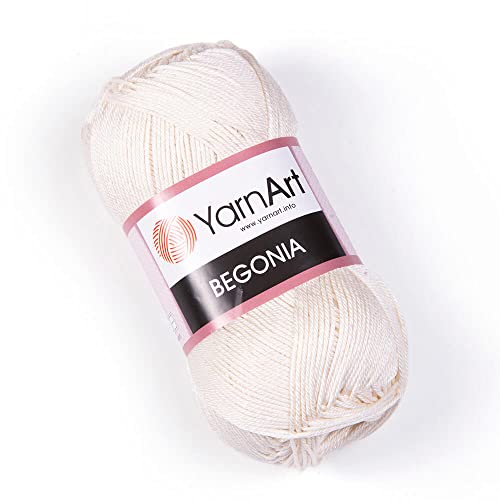 Yarn Art Begonia-Garn, 100 % Baumwolle, reines weiches Baumwollgarn, zum Stricken von Häkeln und Amigurumi, verschiedene Pastell- und glänzende Farben, Babygarn, 50 g / 169 m (6194) von Yarn Art