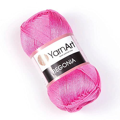 Yarn Art Begonia Garn 100% Baumwolle, reines Premium-Baumwollgarn, zum Stricken, Häkeln und Amigurumi, verschiedene Pastell- und glänzende Farben, Garn, 50 g/185 Yrds (5001) von Yarn Art