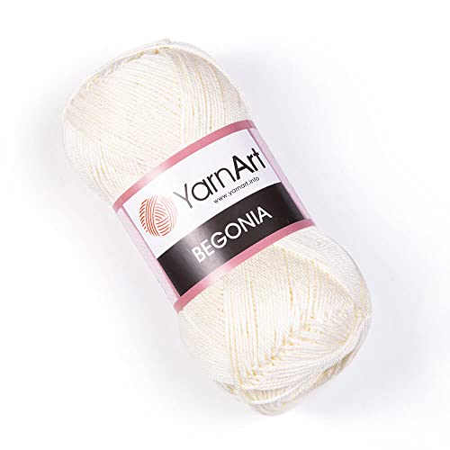 Yarn Art Begonia Garn 100% Baumwolle, reines Premium weiches Baumwollgarn, zum Stricken, Häkeln und Amigurumi, verschiedene Pastell- und glänzende Farben, Garn, 50 g/185 Yrds (0326) von Yarn Art