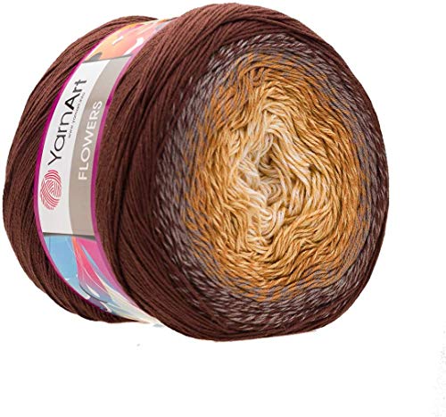 Yarn Art Blumen-Garn, 55 % Baumwolle, 45 % Acryl, 250 g, 900 m, mehrfarbiges Baumwollgarn, Regenbogen-Häkelgarn, Frühling und Sommer, 2 Sport-Garn (284) von Yarn Art