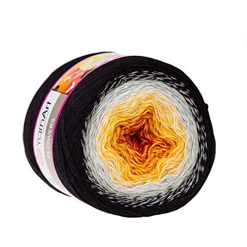 Yarn Art Blumengarn, 55 % Baumwolle, 45 % Acryl, 250 g, 90 m, mehrfarbig, Baumwollgarn, Regenbogen-Häkelgarn, Frühling Sommer 2 Sportgarn (259) von Yarn Art