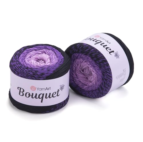 Yarn Art Bouquet 724 % Baumwollgarn, 100 % Baumwolle, mehrfarbig, für Frühlings- und Sommer-Projekte, mehrere kompatible lebendige Farben in einem einzigen Knäuel, 250 g, 250 g, mehrfarbiges von Yarn Art