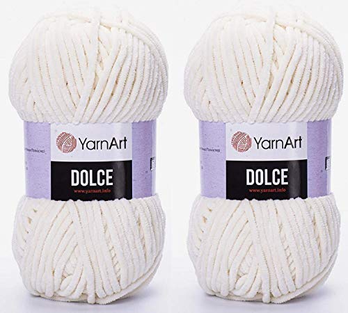 Yarn Art Dolce Garn, 100 % Mikro-Polyester, 2 Stück, 260 m, 2 x 100 g, super sperrig, Baby-Chenille-Garn (745 Hellcreme) von Yarn Art