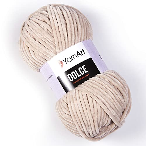 Yarn Art Dolce Garn 100% MicroPolyester Samt Decke Amigurumi Super Bulky :6 Baby Chenille Garn (1 Knäuel, 771-Beige) von Yarn Art