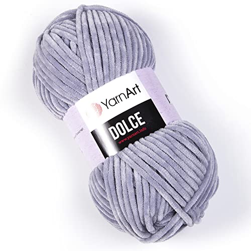 Yarn Art Dolce Garn 100% MicroPolyester Samt Decke Amigurumi Super Bulky :6 Baby Chenille Garn (1 Knäuel, 782-Grau-Blau) von Yarn Art