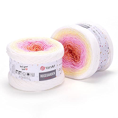 Yarn Art Flowers Rosegarden, 100 % Baumwolle, 250 g, 1094 m, mehrfarbiges Baumwollgarn, Regenbogen-Häkelgarn, Frühling, Sommer (302) von Yarn Art