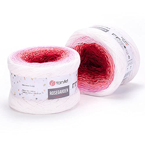 Yarn Art Flowers Rosegarden 304 100 % Baumwolle, 250 g, mehrfarbig, Baumwollgarn, Regenbogen-Häkelgarn von Yarn Art