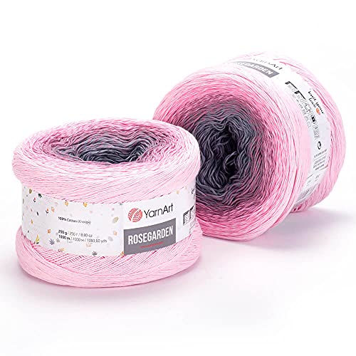 Yarn Art Flowers Rosegarden 313 100 % Baumwolle, 250 g, 1094 m, mehrfarbiges Baumwollgarn, Regenbogen-Häkelgarn von Yarn Art