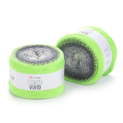 Yarn Art Flowers Vivid Garn, 250 g, 1094 m, 55 % Baumwolle, 45 % Acryl, mehrfarbige Baumwolle, feines Garn, Regenbogen-Häkelgarn, Frühling Sommer (504) von Yarn Art