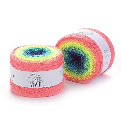 Yarn Art Flowers Vivid Garn, 250 g, 1094 m, 55 % Baumwolle, 45 % Acryl, mehrfarbige Baumwolle, feines Garn, Regenbogen-Häkelgarn, Frühling Sommer (505) von Yarn Art