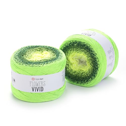 Yarn Art Flowers Vivid Garn, 250 g, 1094 m, 55 % Baumwolle, 45 % Acryl, mehrfarbige Baumwolle, feines Garn, Regenbogen-Häkelgarn, Frühling Sommer (508) von Yarn Art