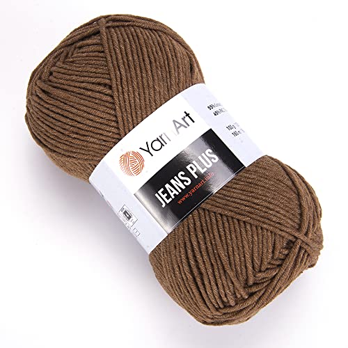 Yarn Art Jeans Plus Garn, 55 % Baumwolle, 45 % Polyacryl, 100 g, 160 m, Garngewicht 4: Kammgarn, 40 von Yarn Art