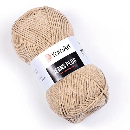 YarnArt Jeans Plus Garn, Baumwollmischgarn, Stricken und Häkeln, weiches Babygarn, 55% Baumwolle, 45% Acryl, 100 g, 160 m, Garngewicht: 4, (1 Knäuel) (48) von Yarn Art