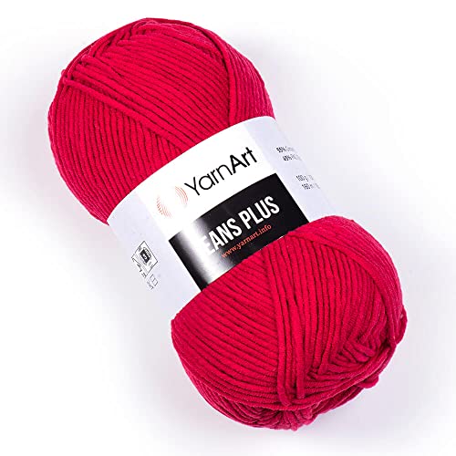 Yarn Art Jeans Plus Garn, 55 % Baumwolle, 45 % Polyacryl, 100 g, 160 m, Garngewicht 4: Kammgarn, 51 von Yarn Art