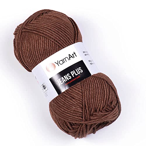 YarnArt Jeans Plus Garn Baumwollmischgarn, Stricken und Häkeln, weiches Babygarn, 55 % Baumwolle, 45 % Acryl, 100 g, 160 m, Garngewicht: 4, (1 Knäuel) (70) von Yarn Art