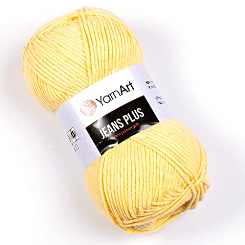 YarnArt Jeans Plus Garn, Baumwollmischgarn, Stricken und Häkeln, weiches Babygarn, 55% Baumwolle, 45% Acryl, 100 g, 160 m, Garngewicht: 4, (1 Knäuel) (88) von Yarn Art