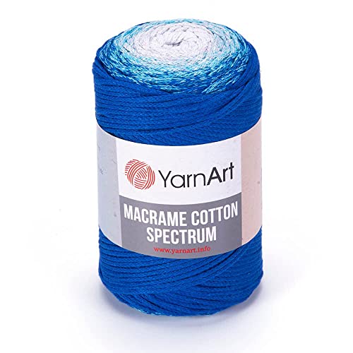 Yarn Art Makramee-Baumwollspektrum-Makramee-Kordel 250 g, 246 Yds 80% Baumwolle, Makramee-Seil, mehrfarbig, Makramee-Garn, Gewicht Kammgarn – Aran(4) (1312) von Yarn Art