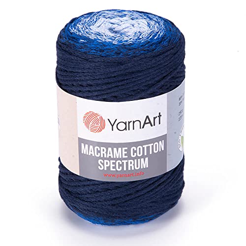 Yarn Art Makramee-Baumwollspektrum-Makramee-Kordel 250 g, 246 Yds 80% Baumwolle, Makramee-Seil, mehrfarbig, Makramee-Garn, Gewicht Kammgarn – Aran(4) (1316) von Yarn Art