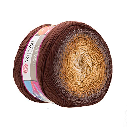 Yarn Art YarnArt Blumengarn, 55 % Baumwolle, 45 % Acryl, 250 g, mehrfarbiges Baumwollgarn, Regenbogen-Häkelgarn, Frühling, Sommer, 1 feiner Sportknäuel (284) von Yarn Art