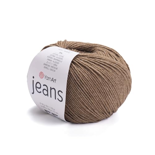 Yarn Art YarnArt Jeans Sportgarn, 55 % Baumwolle, 45 % Acryl, 1 Knäuel, 50 g, 174 Yds Baumwollgarn, Strickgarn, weiches Garn, Amigurumi-Baumwollgarn (40) von Yarn Art