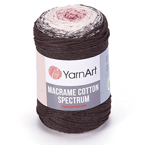 YarnArt Makramee-Makramee-Seil, Baumwolle, 250 g, 250 m, 80 % Baumwolle, mehrfarbig, Makramee-Garn, Gewicht Kammgarn, Aran (4) (1302) von Yarn Art