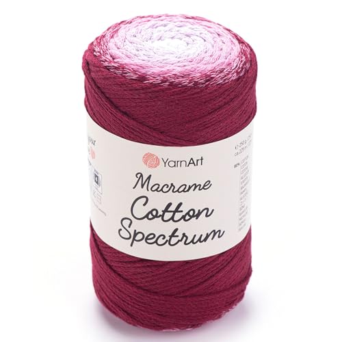 Yarn Art YarnArt Makramee-Baumwoll-Spektrum, Makramee-Schnur, 250 g, 246 m, 80 % Baumwolle, Makramee-Seil, mehrfarbig, Makramee-Garn, Gewicht Kammgarn – Aran(4) (1314) von Yarn Art