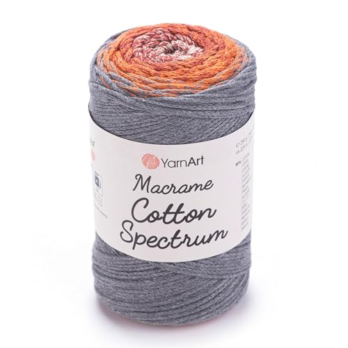 Yarn Art YarnArt Makramee-Baumwoll-Spektrum, Makramee-Schnur, 250 g, 246 m, 80 % Baumwolle, Makramee-Seil, mehrfarbig, Makramee-Garn, Gewicht Kammgarn – Aran(4) (1320) von Yarn Art