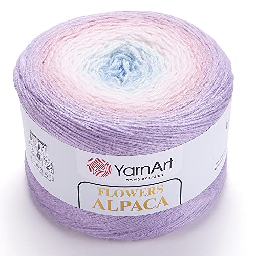 YarnArt Blumen Alpaka 20% Alpaka 80% Acryl, Gewicht 250 g, Länge 900 m, mehrfarbiges Regenbogen-Häkelgarn, Gewicht 2 Sport (405) von Yarn Art