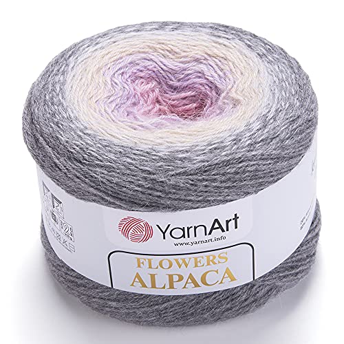 YarnArt Blumen Alpaka 20% Alpaka 80% Acryl, Gewicht 250 g, Länge 900 m, mehrfarbiges Regenbogen-Häkelgarn, Gewicht 2 Sport (413) von Yarn Art