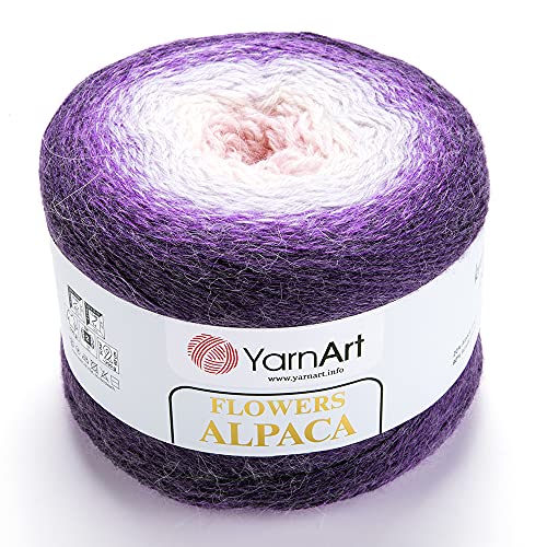 YarnArt Blumen Alpaka 20% Alpaka 80% Acryl Gewicht 250 g Länge 1028 Yards Mehrfarbig Regenbogen Häkelgarn Winter Garn Gewicht 2 Sport (427) von Yarn Art