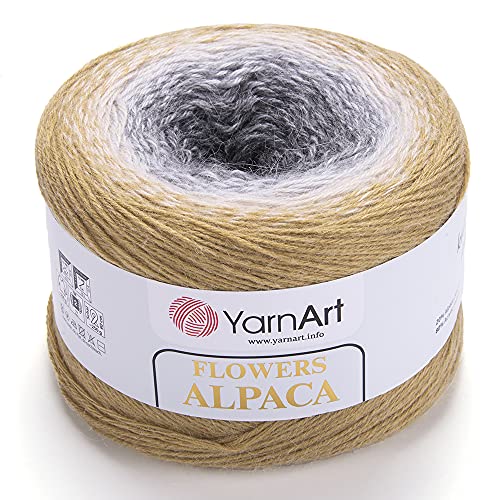 YarnArt Blumen Alpaka 20% Alpaka 80% Acryl Gewicht 250 g Länge 1028 Yards mehrfarbiges Regenbogenhäkeln Wintergarn Gewicht 2 Sport (411) von Yarn Art